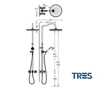 MEDIDAS COLUMNA DUCHA TELESCOPICA CLASIC TRES GRIFERIA